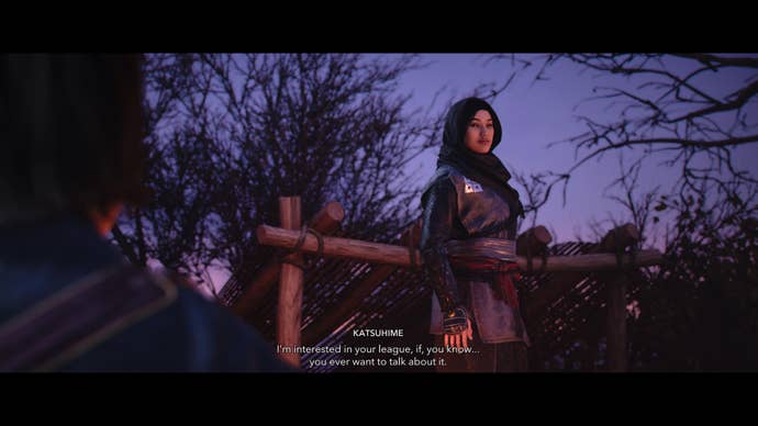 Naoe speaking to Katsuhime, one of her romance options, in Assassin’s Creed Shadows.