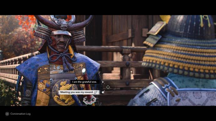 Yasuke speaking to Hidemassa, one of his romance options, in Assassin’s Creed Shadows.