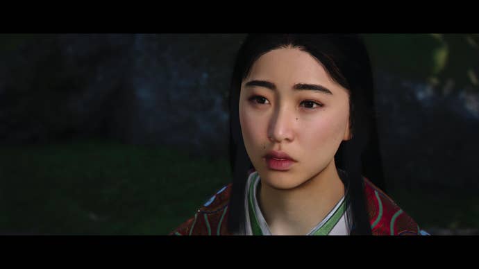 A close-up of Lady Oichi, one of the romanceable characters in Assassin’s Creed Shadows.