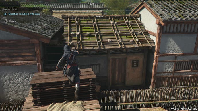 O telhado de Assassin's Creed Shadows correndo.