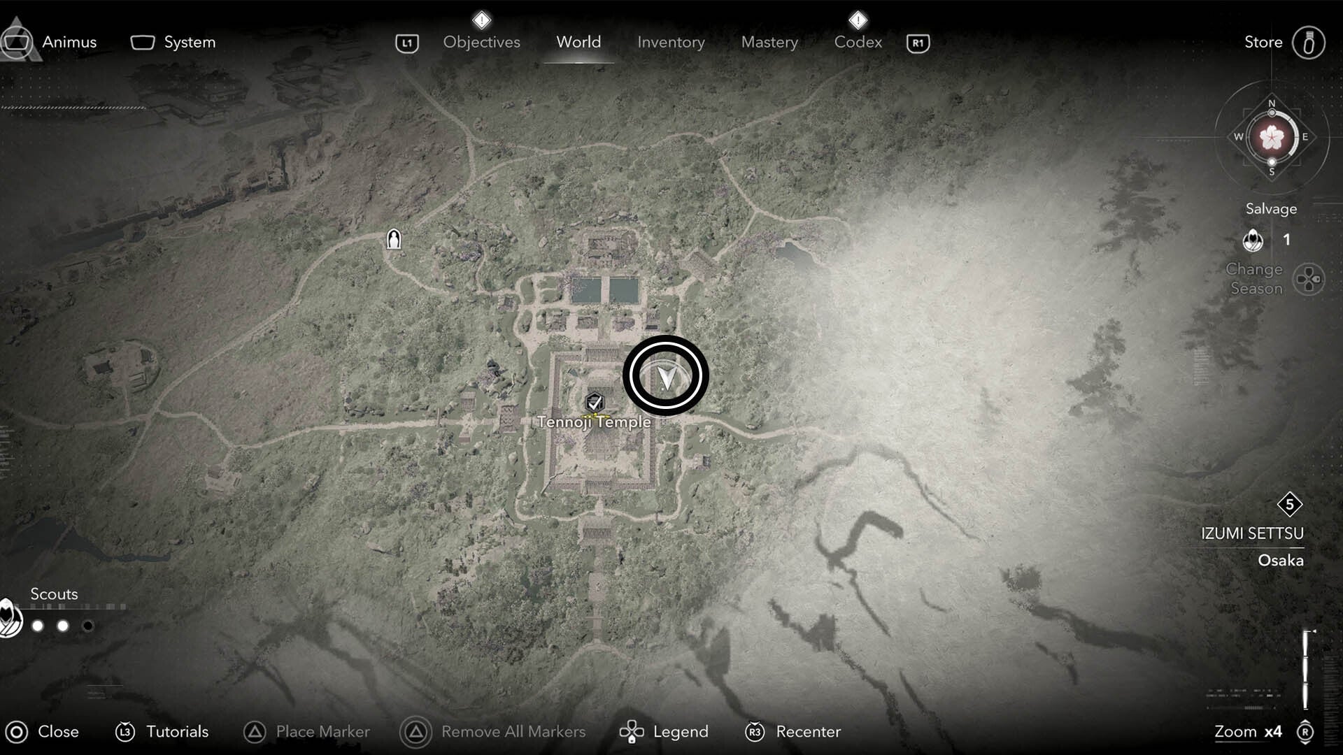 assassins creed shadows tennoji temple lost page three map location