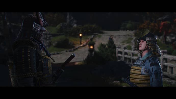 Yasuke speaking to Hori Hidemassa about The Betrayers in Assassin’s Creed Shadows.