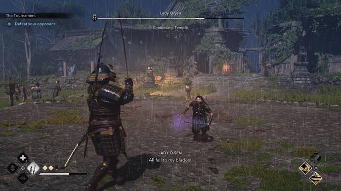 Yasuke is fighting Lady O-Sen in the Creed Shadows Assassin tournament.