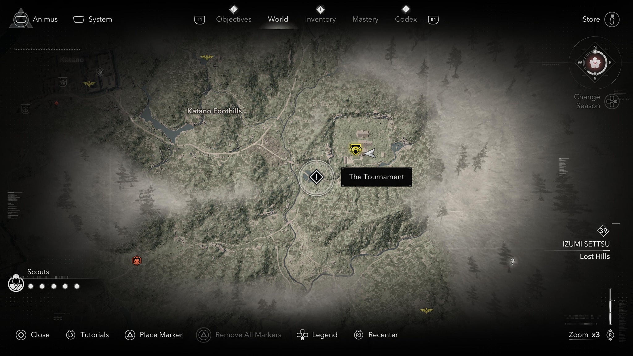 A map screen showing the location of the temple where the Tournament takes place in Assassin's Creed Shadows - 3