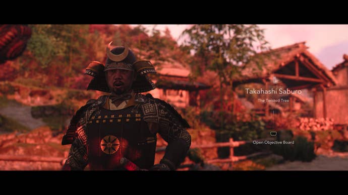 A close-up of Takahashi Saburo of the Twisted Tree in Assassin’s Creed Shadows.