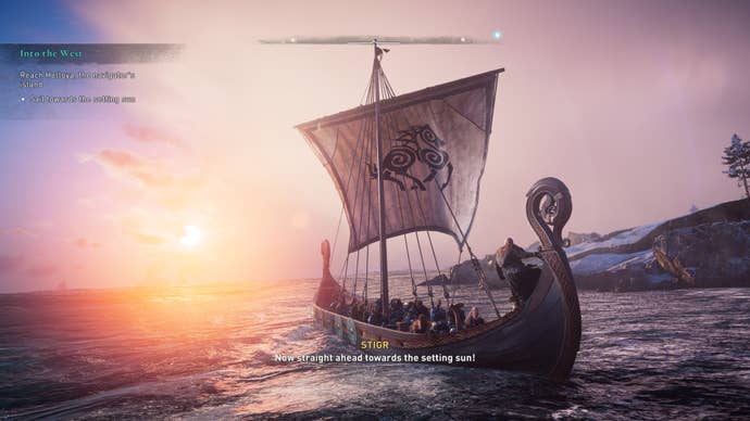 Sailing a boat in Assassin’s Creed Valhalla’s Discovery Tour.