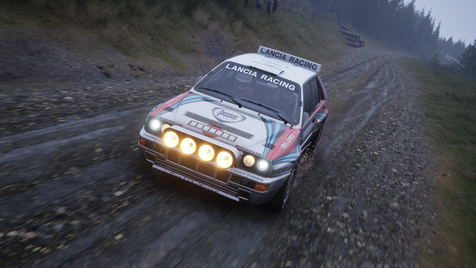 A Lancia Delta connected  a rally signifier    successful  Assetto Corsa Rally.