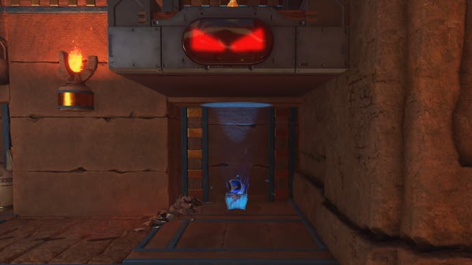 astro robot entrance to find lara croft robot