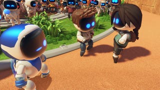 astro bot with nathan drake bot and lara croft bot