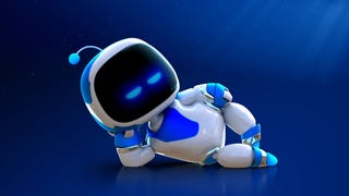 Astro Bot lying down, sexily.