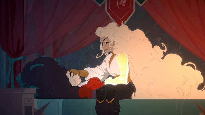 The leader of At Fate's End looks sick successful bed. Maybe she ate a atrocious sprout?