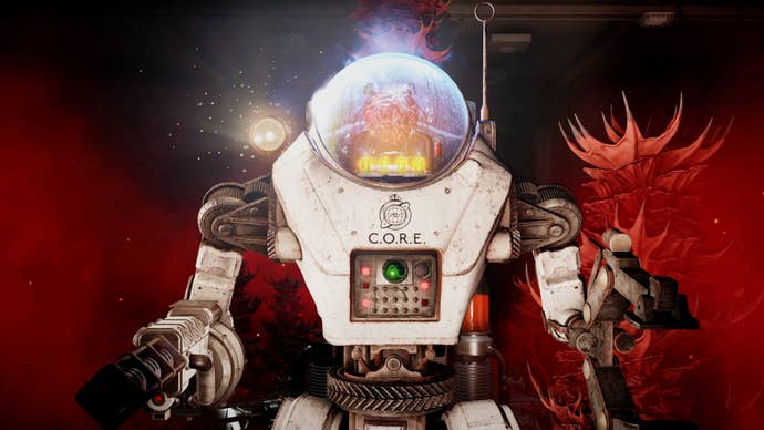 A robot surrounded by the reddish strain successful Atomfall.