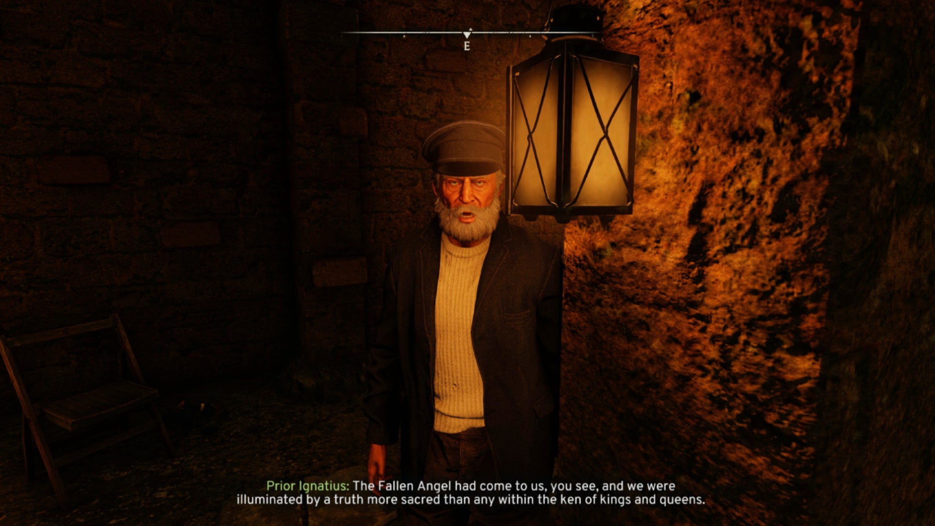 A possessed man shouting around a corner in Atomfall.