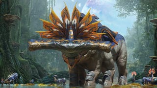 Screenshot from Ubisoft's Avatar: Frontiers of Pandora showing one of the beasts players may encounter in this lush world