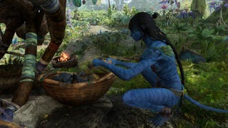 Screenshot of a Na'vi preparing food in Avatar: Frontiers Of Pandora