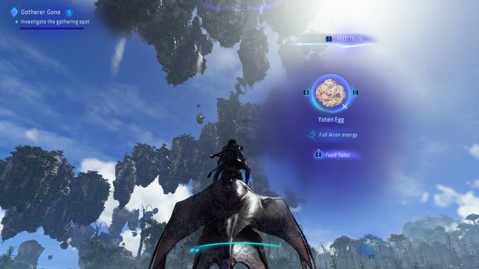 Screenshot of an Ikran feeding in Avatar: Frontiers Of Pandora