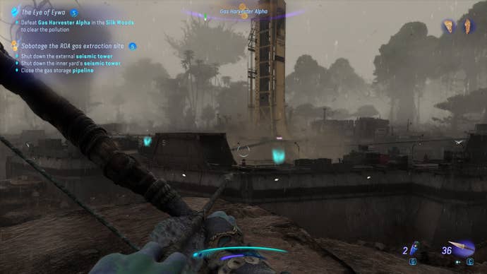 Screenshot of the Gas Harvester Alpha facility in Avatar: Frontiers Of Pandora