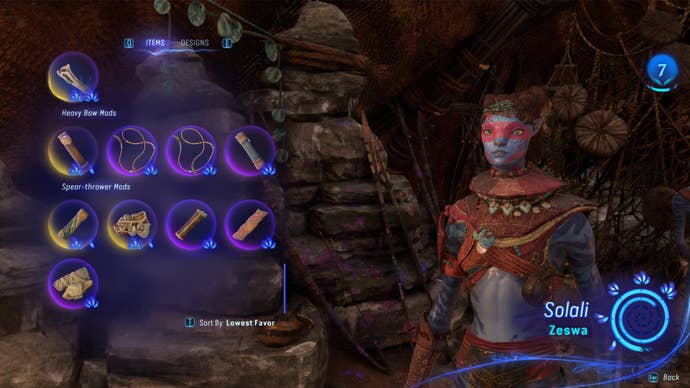 Screenshot of the trader Solali in Avatar: Frontiers of Pandora