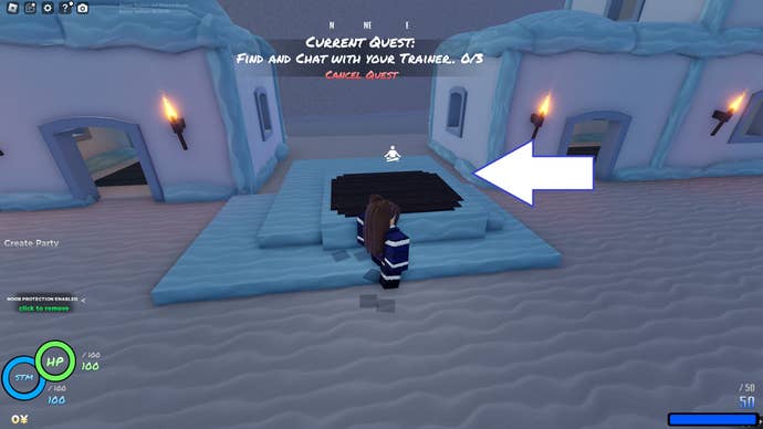A screenshot from Avatar: Rogue Benders in Roblox showing one of the game's meditation mats.