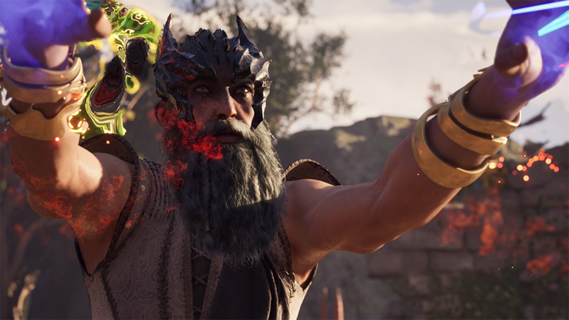 Image 1: A bearded magic user in Avowed.