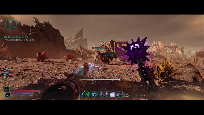 A battle against some large beetles in Avowed.