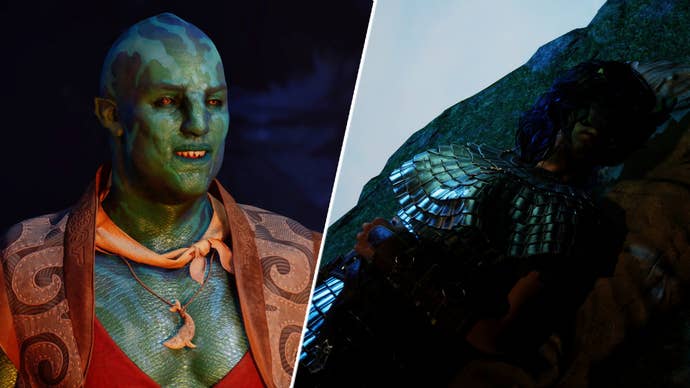 Kai in Avowed smiling opposite my godlike sleeping.