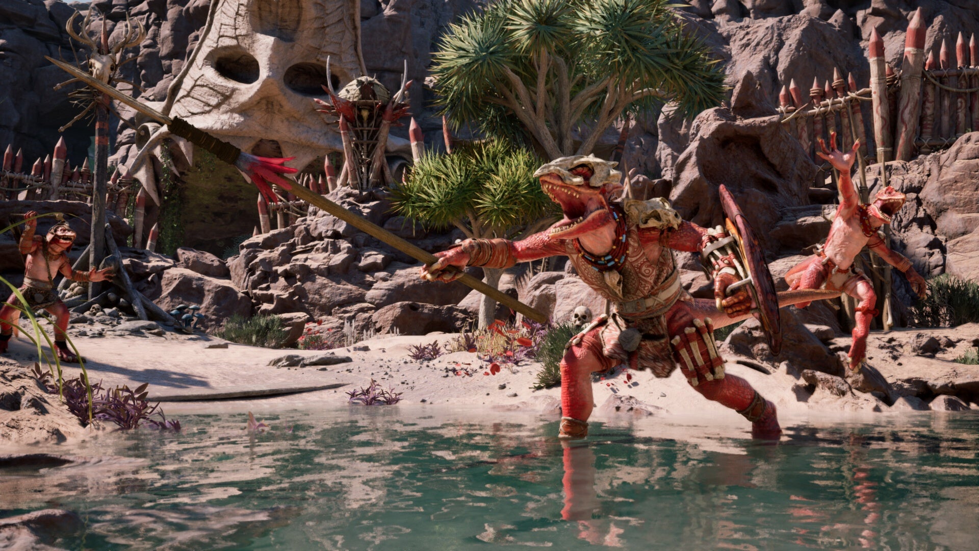 avowed steam promo art lizard-like enemies