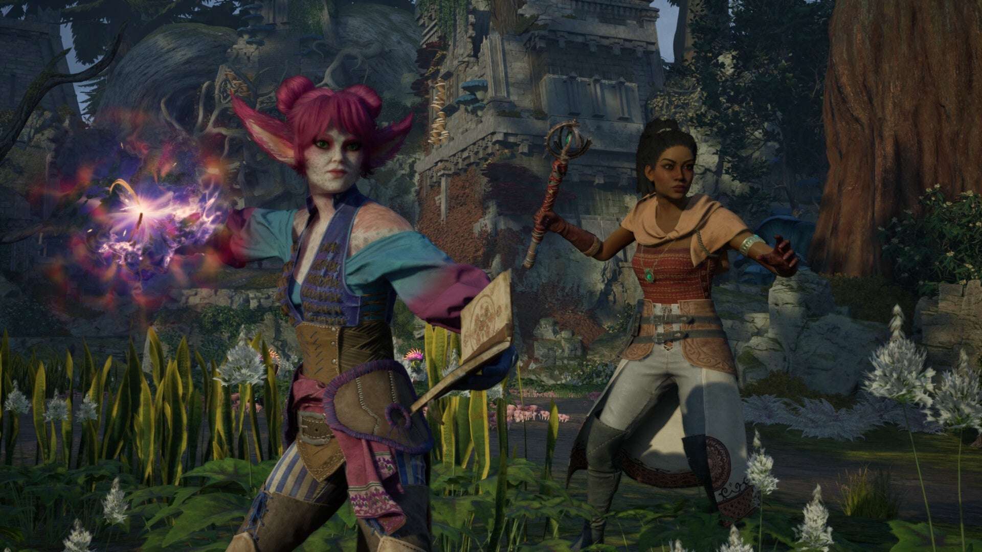 avowed steam promo art two characters in defensive stance