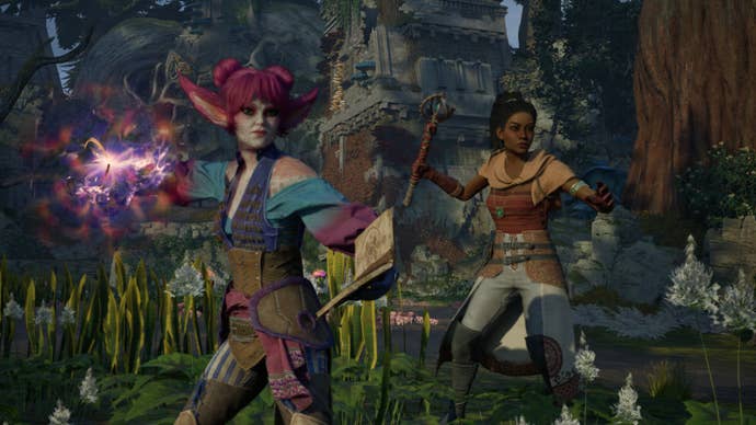 avowed steam promo art two characters in defensive stance