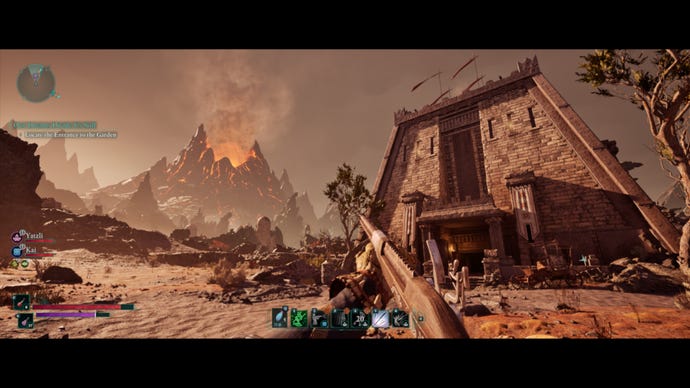 A temple in a volcanic zone in Avowed.