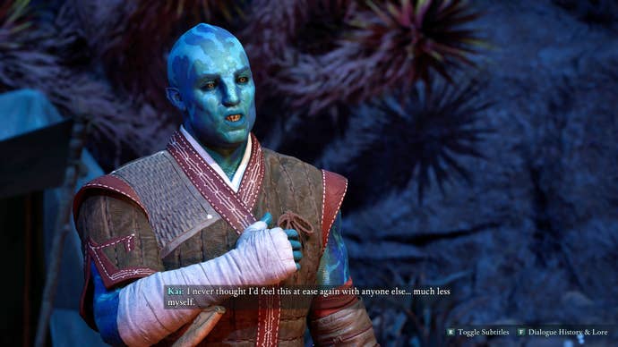 The Avowed companion Kai confides in the player character that they never thought they’d feel at peace again.