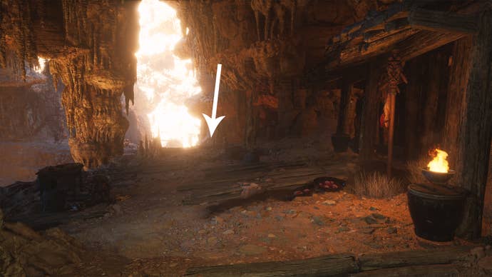 A path in a cave leading to an Awaken Wine Worm in Black Myth Wukong.