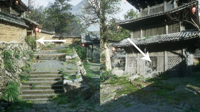 The route to an Awaken Wine Worm in the Estate of the Zhu in Black Myth Wukong.