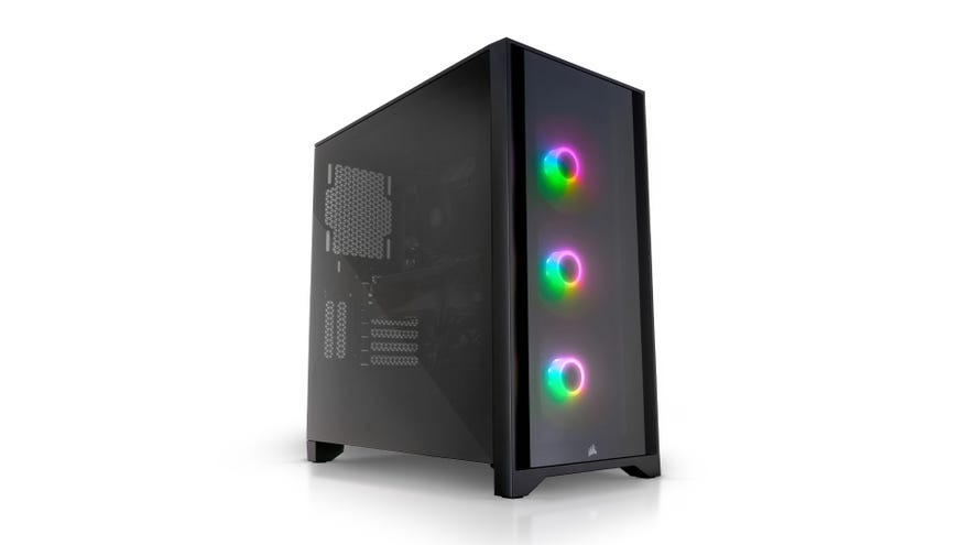 a photo of a gaming PC in a Corsair 4000X RGB case