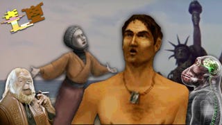 A collection of characters from Planet of the Apes games super imposed onto the Statue of Liberty scene from the original Planet of the Apes movie.