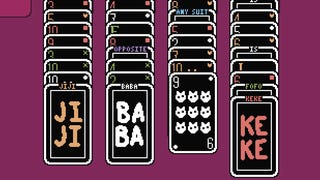 A screenshot from Babataire EX, a Solitaire game created by Baba Is You developer Hempuli