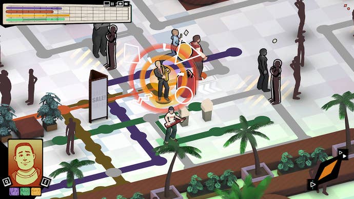 A level in Backbeat showing a saxophonist playing notes