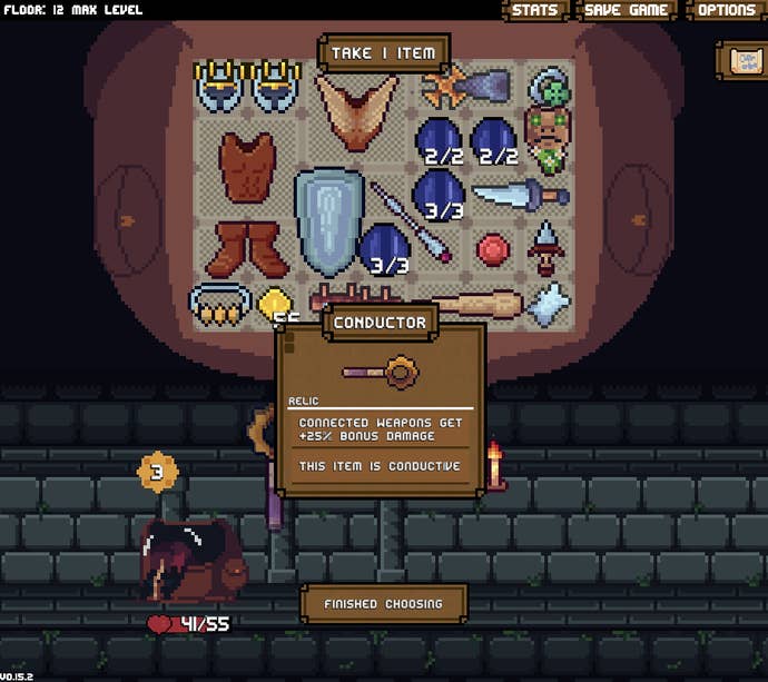 Rummaging for loot in a Backpack Hero screenshot.