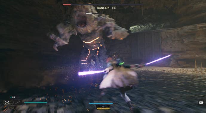 Star Wars Jedi Survivor backstep slash rancor fight