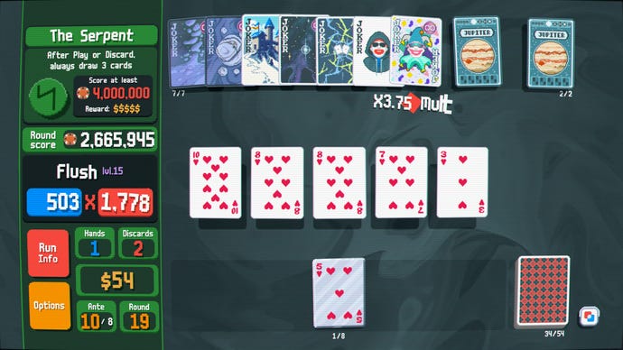 Poker plays in a Balatro screenshot.