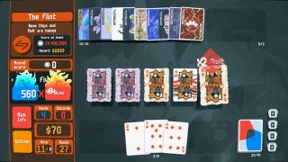High-scoring cards popping off in a Balatro screenshot.