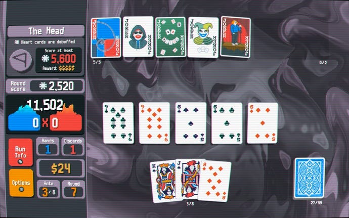 A full house poker hand is played in Balatro