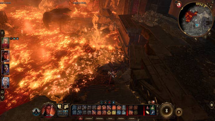 Karlach overlooking the Adamantine Forge in Baldur’s Gate 3