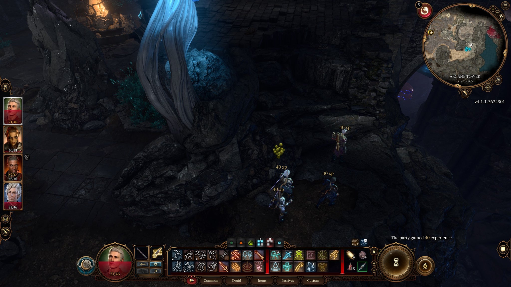 The party hiding from an Arcane Turret in the Arcane Tower in Baldur's Gate 3 - 3