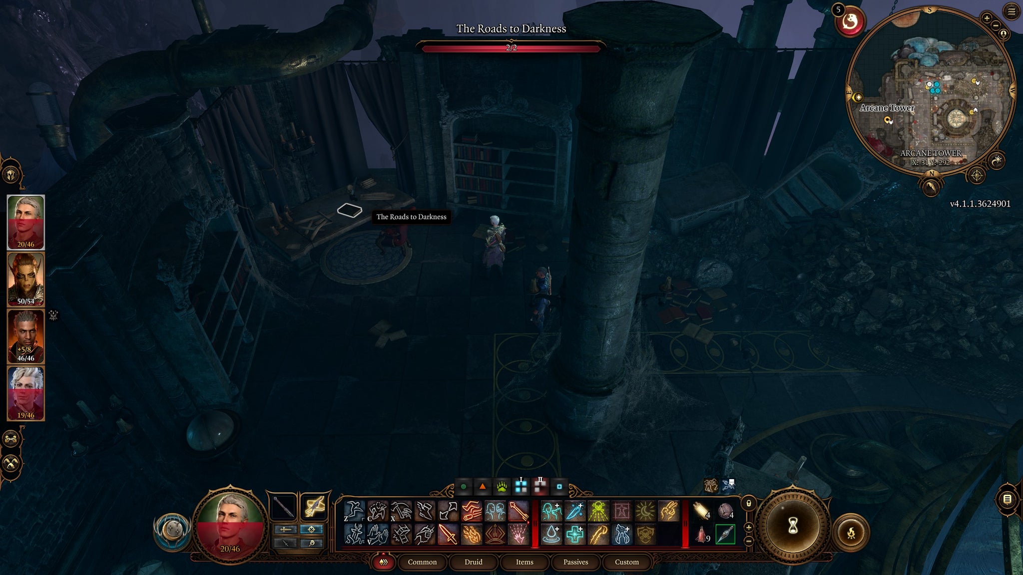 The party reading the Roads to Darkness in the Arcane Tower in Baldur's Gate 3 - 12