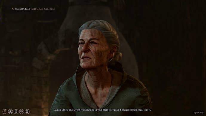Auntie Ethel trying to take Tav's eye as payment in Baldur's Gate 3