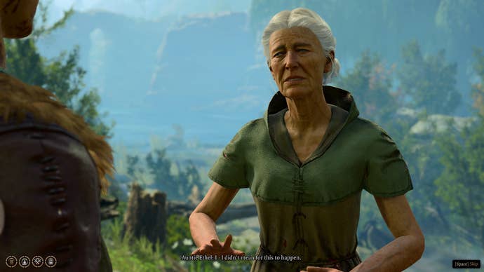 Auntie Ethel confessing to knowning Mayrina in Baldur’s Gate 3