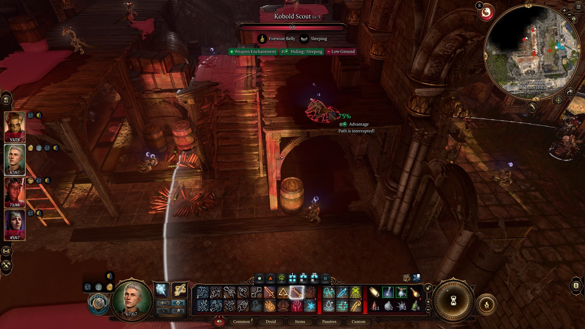 The party fighting Kobolds in Rosymorn Monastery to find the Blood of Lathander in Baldur's Gate 3 - 3