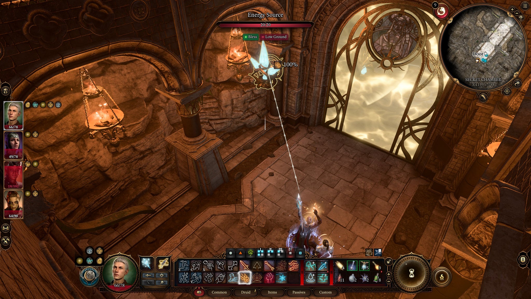 Tav shooting an energy source to disable a barrier guarding the Blood of Lathander in Baldur's Gate 3 - 8