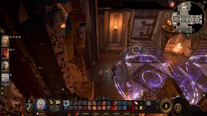 Astarion avoiding magical seals to loot vaults in the Counting House in Baldur’s Gate 3.